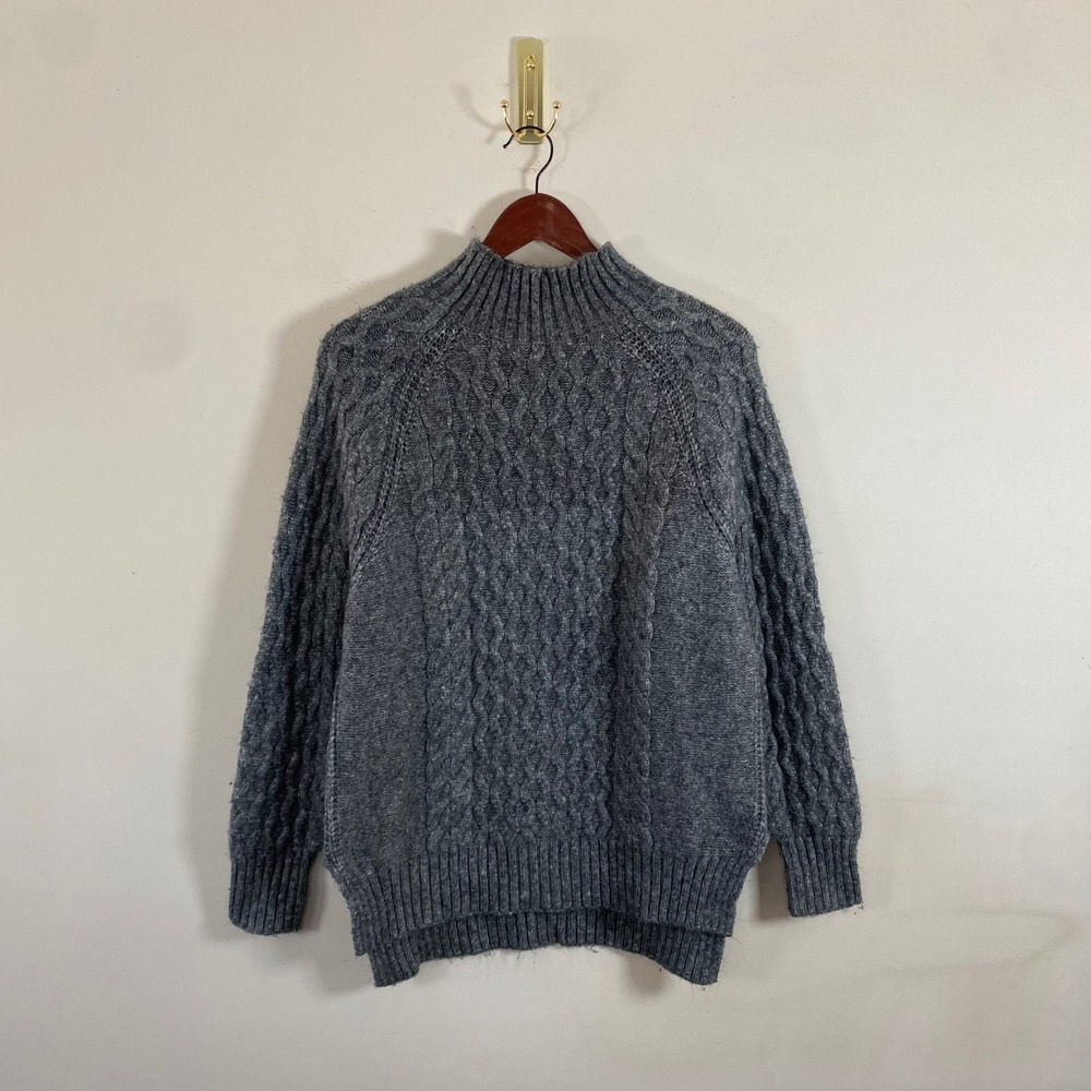 A New Day Cable Knit Mock Neck Sweater Size Small Funnel Collar Cozy Slouchy